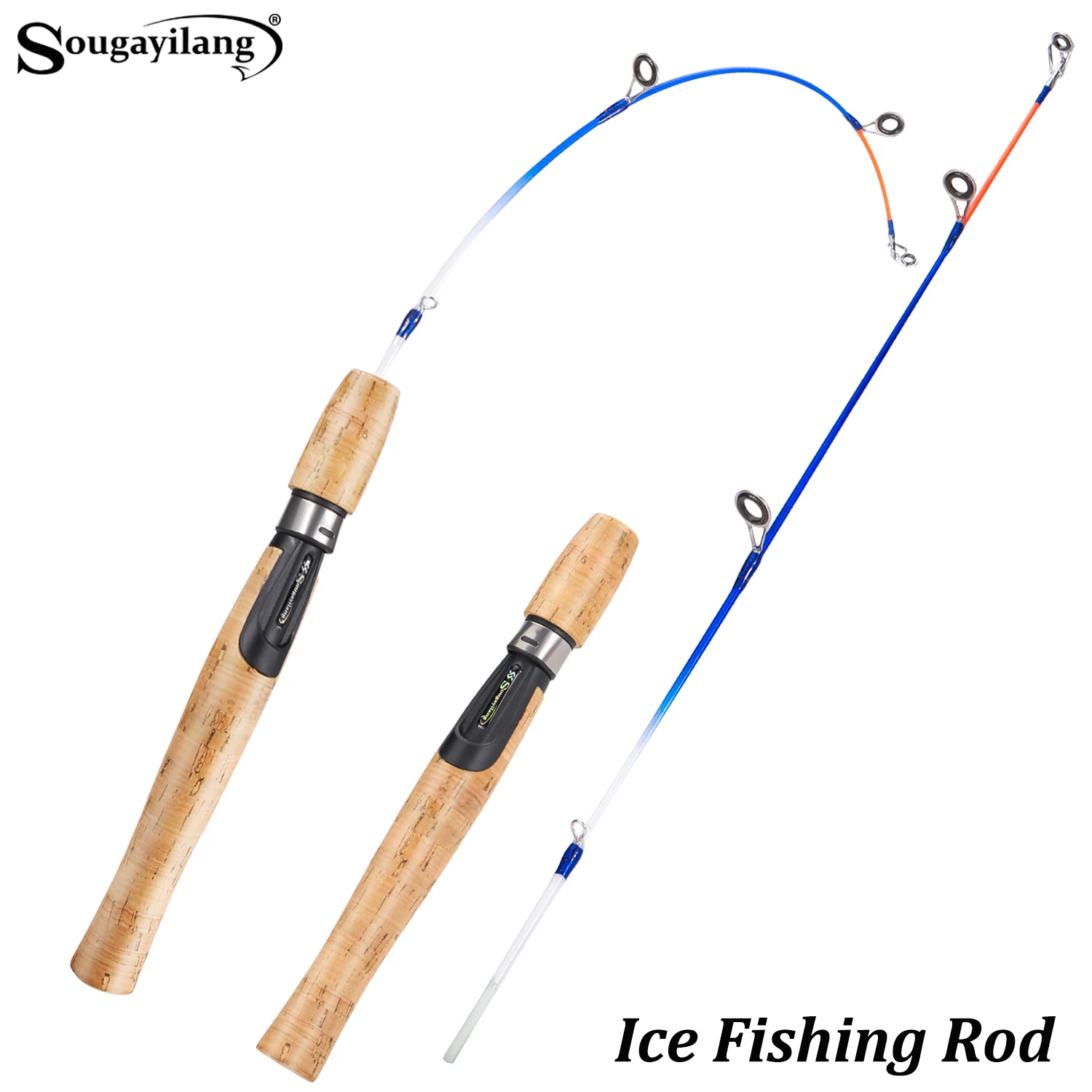Sougayilang Caña de hielo de carbono – 2 secciones, mango corcho 63 cm