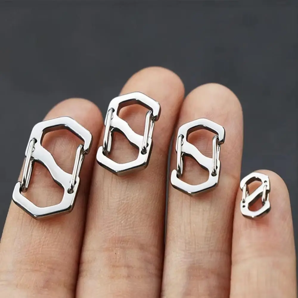 10PCS High Quality Stainless Steel Backpack Buckle S Type Handmade Carabiner with Lock Silver Luggage Hook Jewelry Accessories - imagen 2