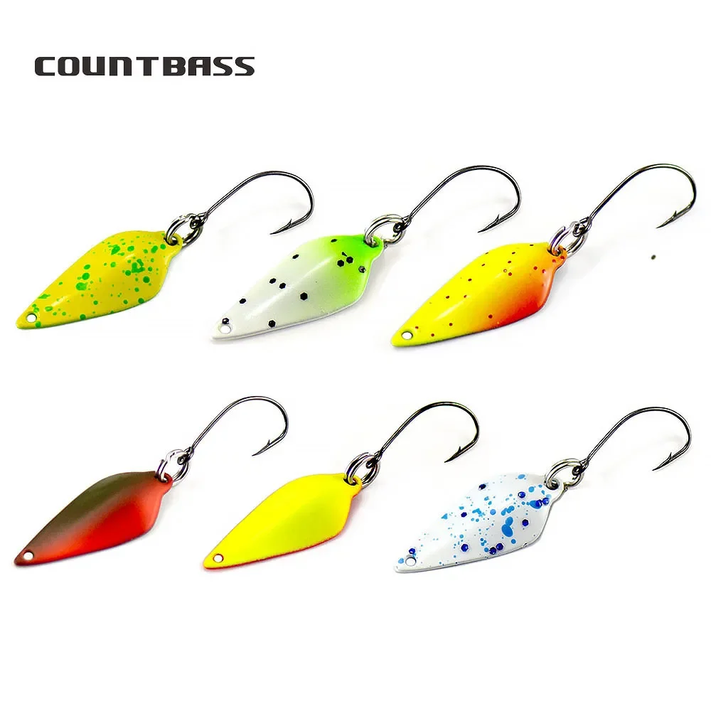 Countbass 1/32oz 0,9g cucharas de trucha hoja latón fundición Señuelos de pesca para salmón trucha Pike Bass - imagen 5