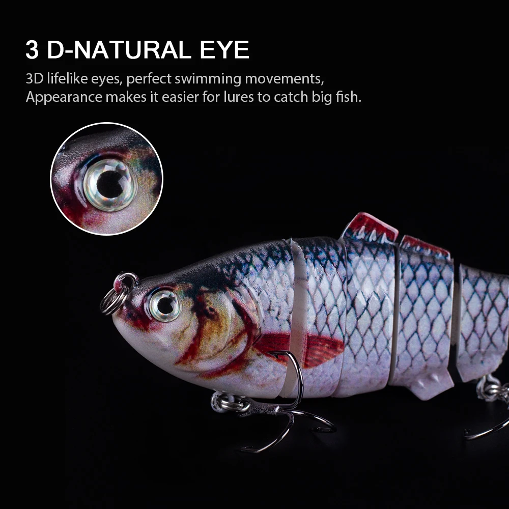 Hanlin-Juego de Señuelos de Pesca artificiales, 4 pulgadas, 17g, 6 segmentos articulados, plástico duro, Bionic Crankbait, aparejos Wobblers de hundimiento - imagen 3