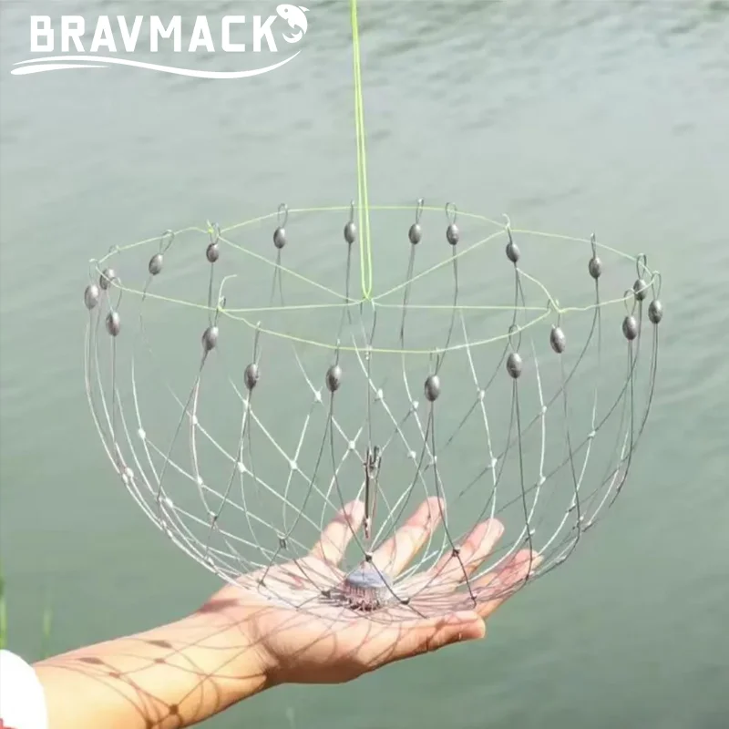 Red de pesca con cierre abierto automático, trampa para peces y cangrejos, alambre de acero para agua salada, accesorios de pesca al aire libre, 1 ud. - imagen 5