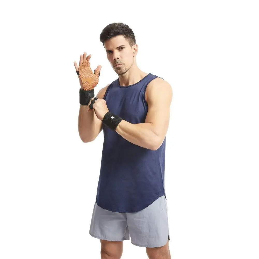 1 par de guantes de levantamiento de pesas de piel de vaca, antideslizantes, transpirables, ventilados, muñequera para gimnasio, guantes de entrenamiento físico de cuatro dedos - imagen 2