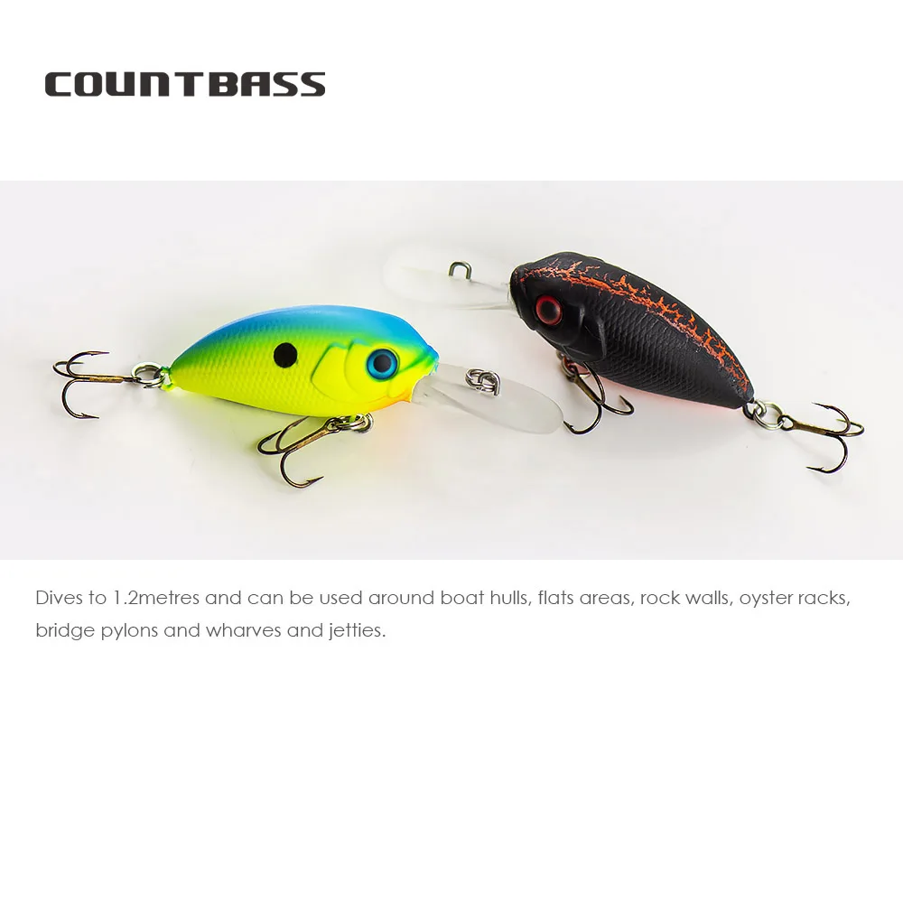 Manivela Countbass 39mm 1-1/2" 4,5g 5/32 oz. Buceo Baño profundo de 1-1,2 m con anzuelos VMC, cebos duros, señuelos de pesca, Crankbait Wobblers