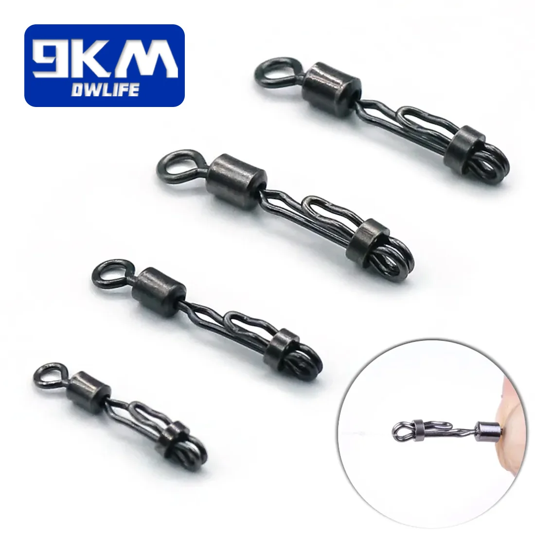 Anzuelo de pesca giratorio, conector rápido, anillos sólidos, línea de pesca, enlace rápido, latón resistente al desgaste de carpa