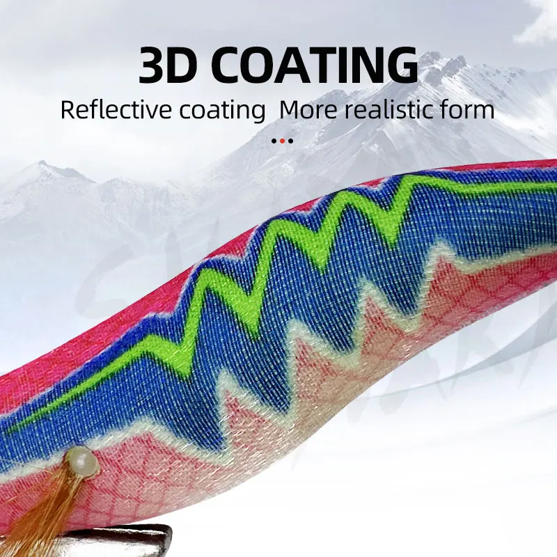 Señuelo de pesca luminoso de madera, señuelo tipo Gamba, plomo, anzuelo de calamar, plantilla de calamar Artificial, cebo de pesca duro - imagen 5