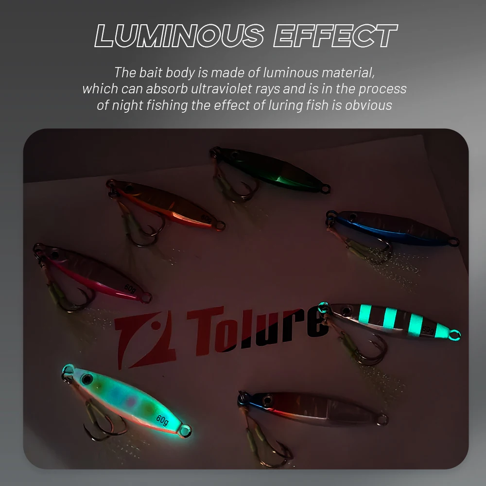 TOLU-señuelo de plantilla de Metal de hundimiento lento, ojos 3D, 40g, 60g, 80g, señuelo de pesca de fundición en tierra de agua salada, plantilla de Metal Vertical con ganchos, novedad de 2024 - imagen 5
