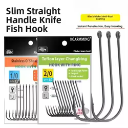 KEARMMING Ganchos de fiing de mango largo Gancho de espada de fiing de banco de mango recto Gancho Kingfi Gancho de lubina con anzuelo Durable Fis...