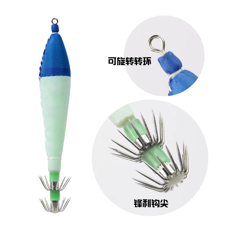 5 piezas 4.0 #   Cebo luminoso de calamar, cebo artificial para camarones, plantilla de calamar flotante para sepia, webfoot, pulpo, Señuelos de pesca de mar - imagen 3