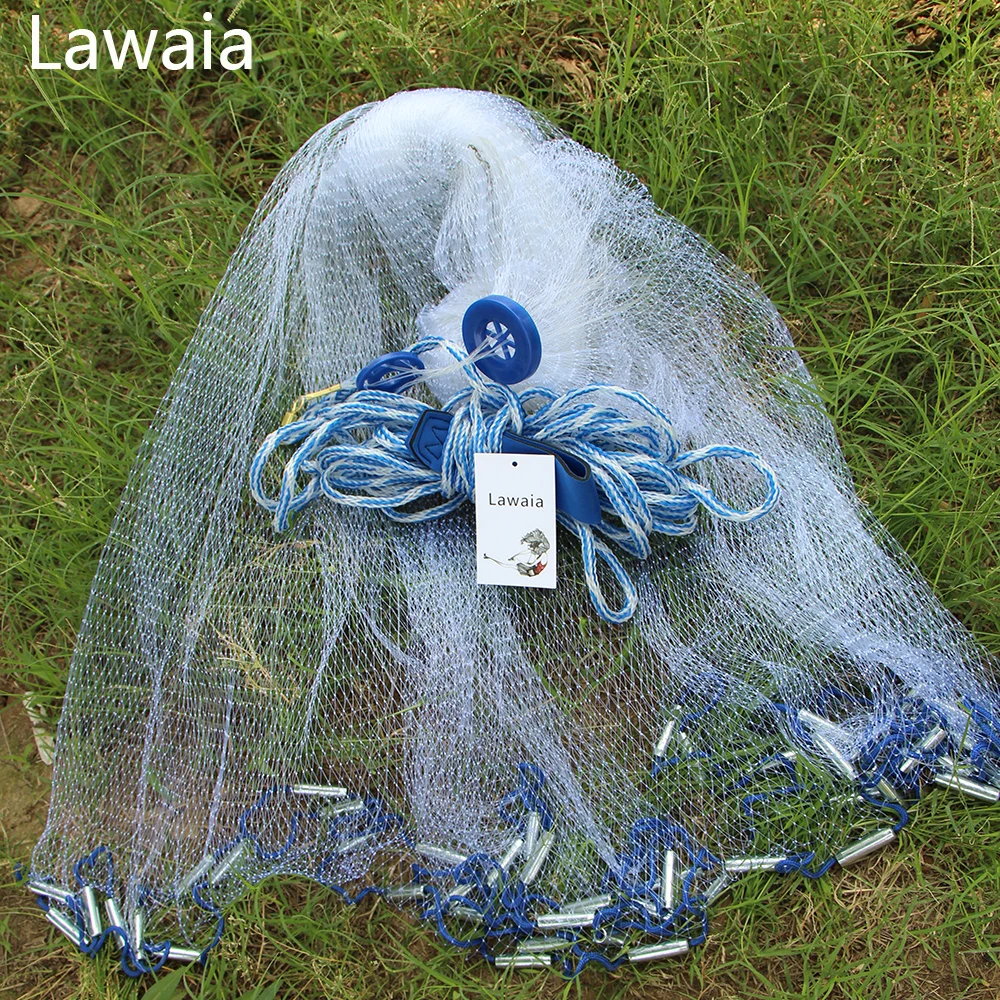 Red de pesca Lawaia, redes de fundición a mano americana, red de captura de moscas con plomos, trampas de cebo para camarones, diámetro de 1,8 m-7,2 m - imagen 2