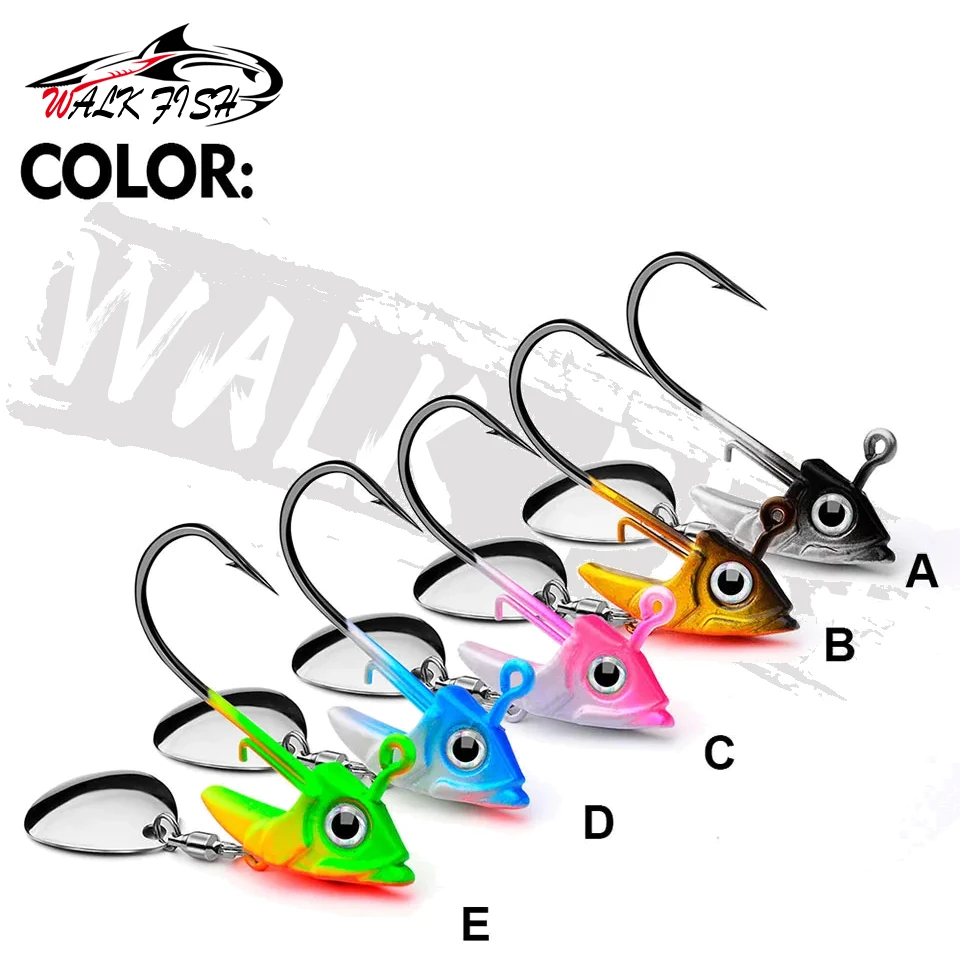 Walk Fish Jig head cabeza biónica con cuchara giratoria – Trucha y mar - imagen 3