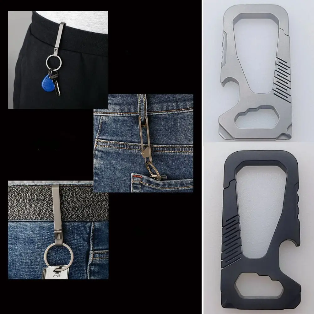 Abridor de botellas multifuncional, llavero con cinturón súper ligero de aleación de titanio auténtica, llaveros colgantes con hebilla - imagen 4