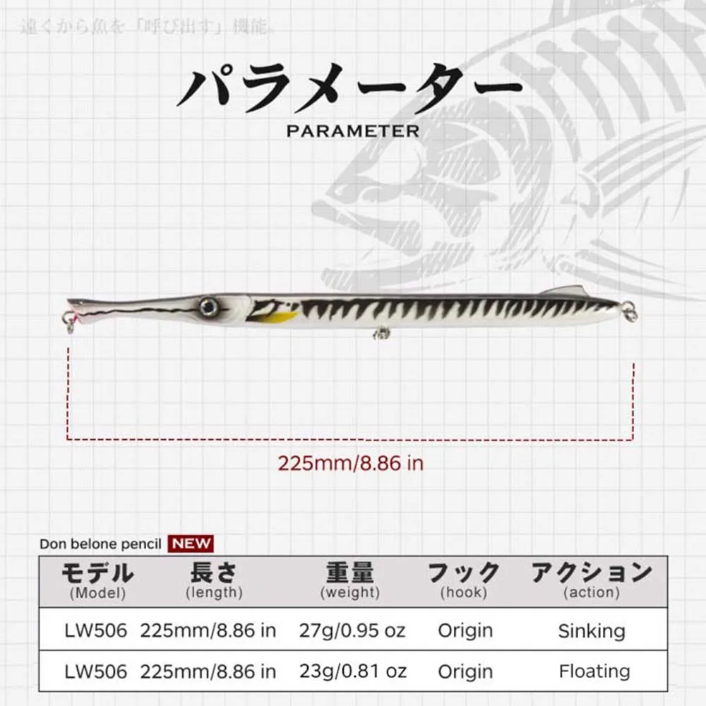 Señuelo de pesca Hunthouse Barracuda Swimbait 225mm lápiz Stickbait hundimiento lubina Leerfish atún pez azul Don Belone cebos - imagen 2