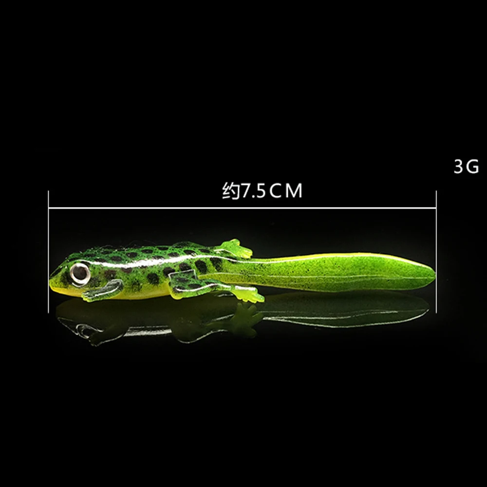 Cebos de silicona verde lagarto, cebo de pesca de rana de agua dulce, simulación de salamandra gigante, cebo Artificial, señuelo suave para Lucio, 3 uds. - imagen 4