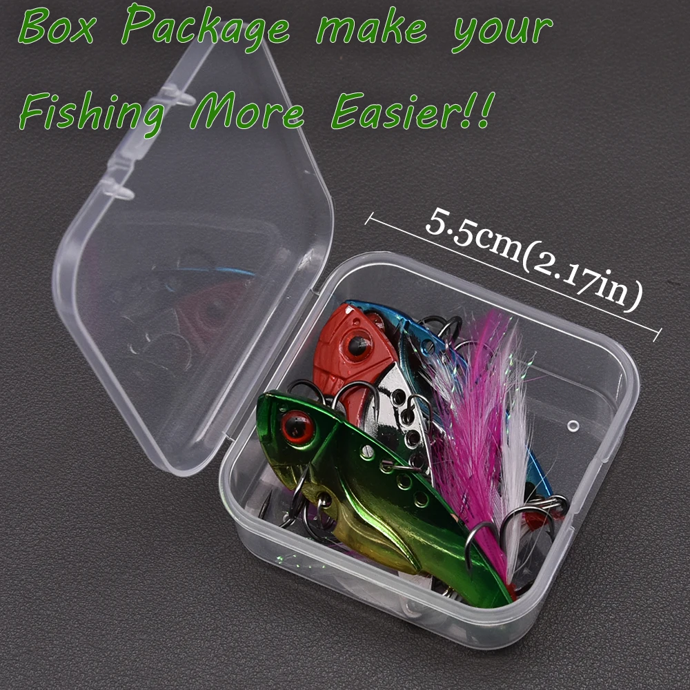 JYJ 1 caja 3,5g 4,5g 5g 6g 7,5g 8g 10g todo tipo de cebo de señuelo VIBE, señuelo de cuchara wobbler pesca VIB para peces de aguas profundas cebo - imagen 3