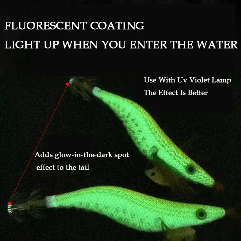 BRAVMACK-señuelo de pesca de madera de primera calidad, anzuelo de calamar, diseño realista de camarones y sepia, cebo duro para agua salada y dulce - imagen 5