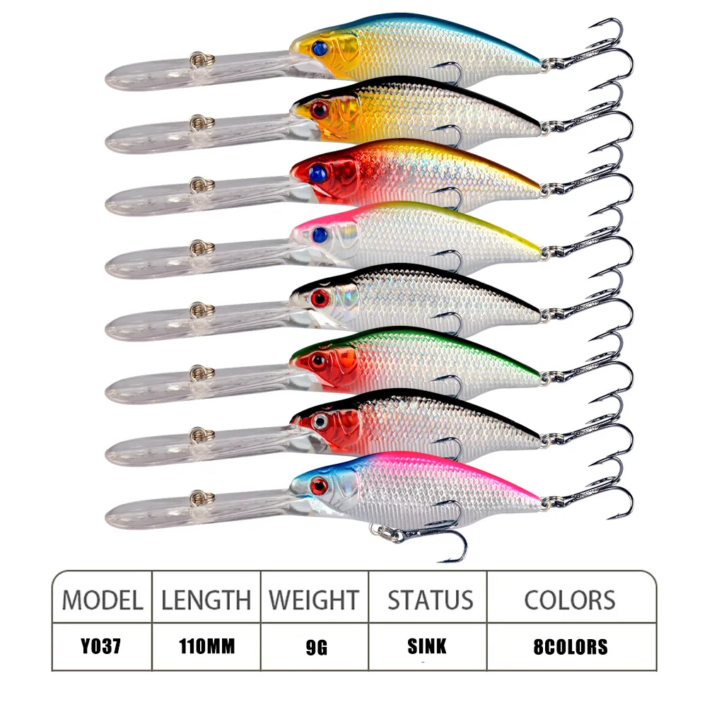 Señuelos de pesca de pececillo de plástico, 11,5 cm/9,6g, Wobblers duros, Crankbaits de buceo profundo, isca artificial wobbler pesca - imagen 2