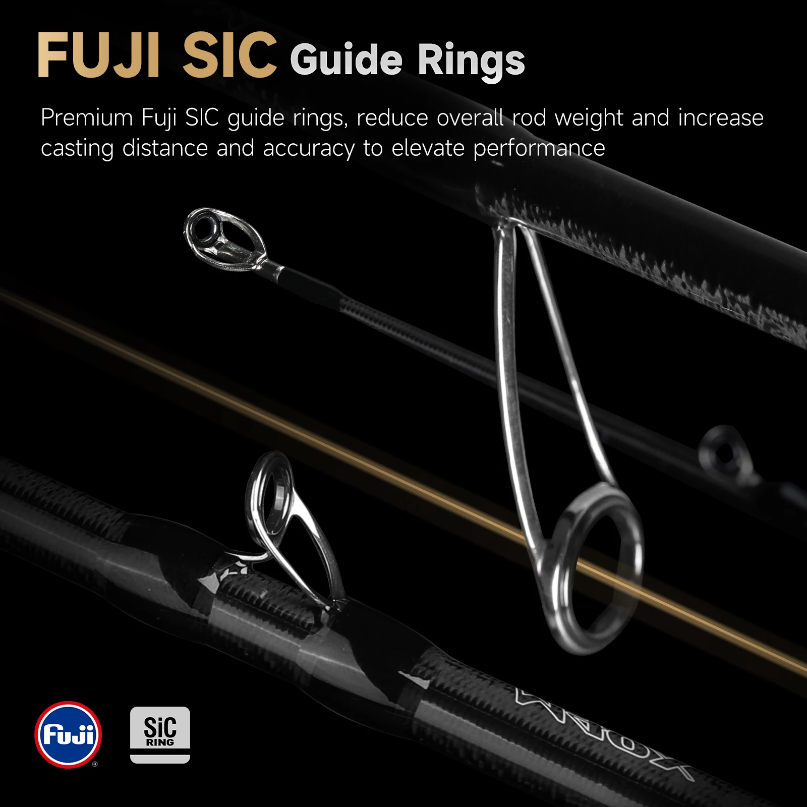 HANDING BONE FALCON Caña de pescar con mango monocoque de carbono, anillo guía Fuji SiC M40X, varillas sensibles Extra rápidas de fibra de carbono - imagen 5