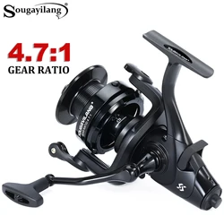 Carrete de pesca Sougayilang 4.7:1 fibra carbono arrastre fuerte