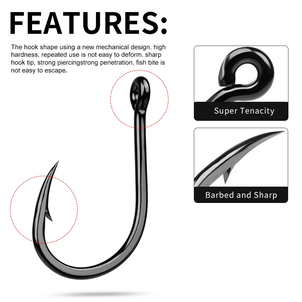 PROBEROS 20 anzuelos de acero rico en carbono con púas, pesca en el mar y anzuelo individual para pesca en roca - imagen 4
