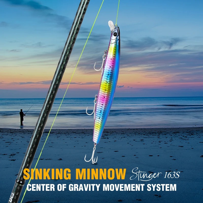 TSURINOYA STINGER 163S pesca costera hundimiento Minnow señuelo 163mm 34,2g océano playa pesca cebo duro para lubina sedal Picua - imagen 5