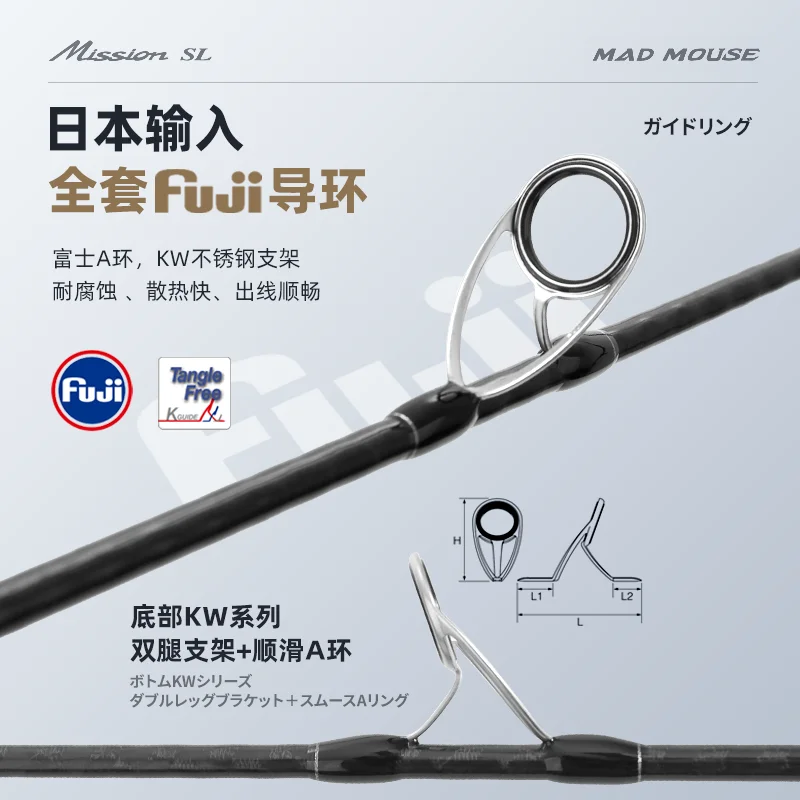 Mabuter-caña de pescar para pesca lenta Misson SL 2023 M, caña de pescar giratoria para barco oceánico, piezas completas Fuji, peso del señuelo 80-1,9G, novedad de 330 - imagen 2