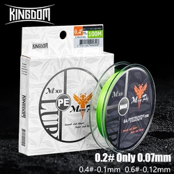 Kingdom Microfly Línea de pesca de PE trenzada de 4 hebras 0,2 #   0.4 #   0.6 #   100m 9-12 LB aparejos de pesca de alambre de carpa lejana de fundición de alta calidad
