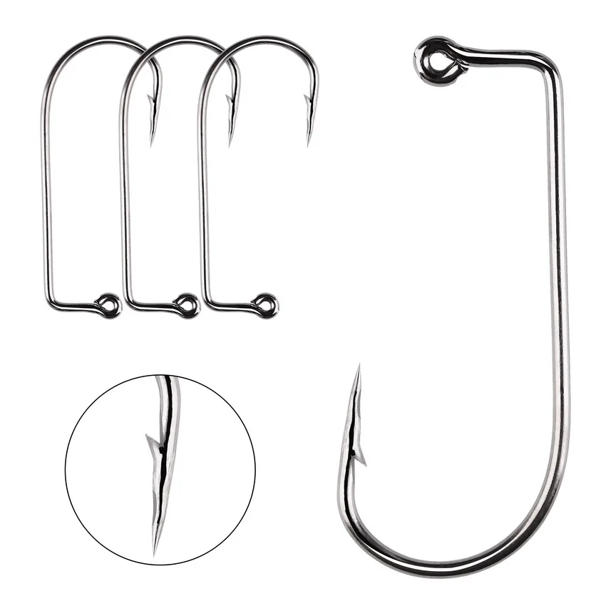 100 Uds anzuelos de pesca de vástago largo anzuelo de acero rico en carbono negro anzuelo de pesca vertical compensado de 90 grados para señuelo suave tamaño 2 # -5/0 #