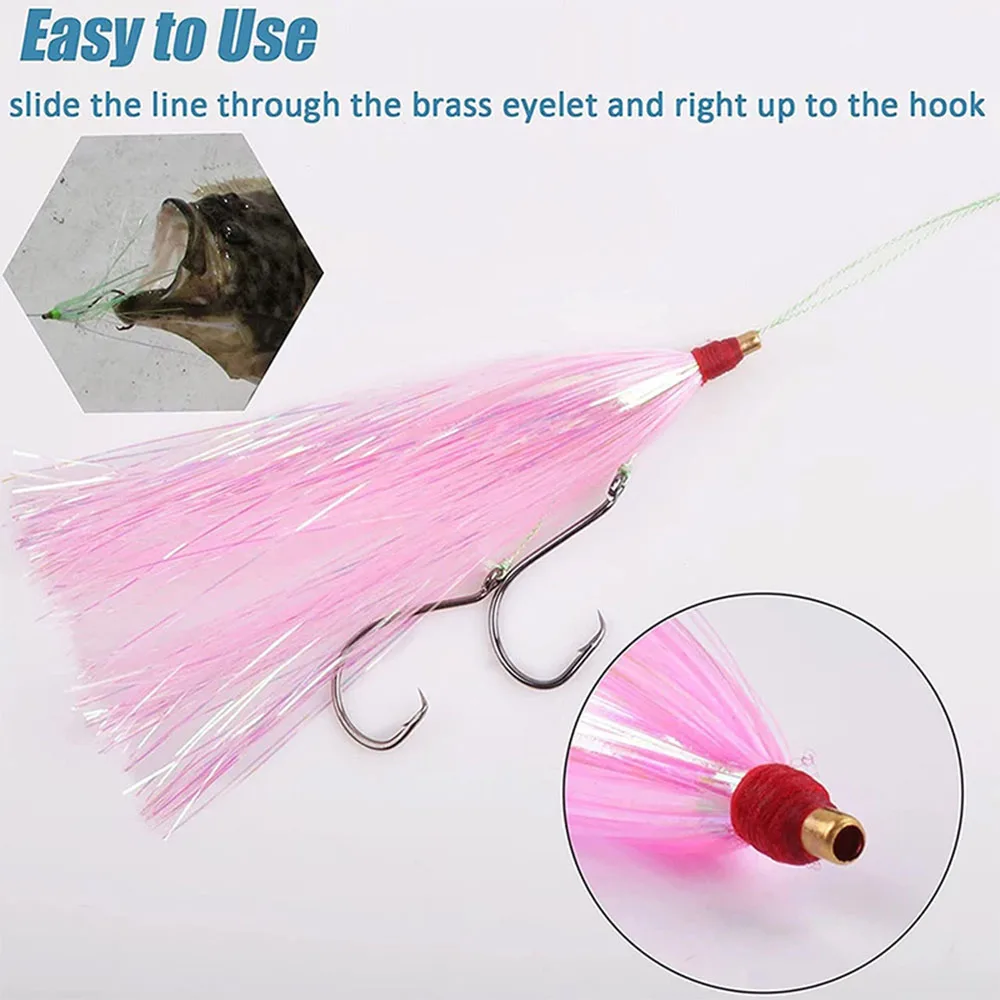 5 uds pesca Bucktail Teaser Jig Señuelos de Pesca línea Flash falda cebo aparejos anzuelos de pesca Teaser cebo Kit DIY señuelo aparejos de pesca - imagen 4