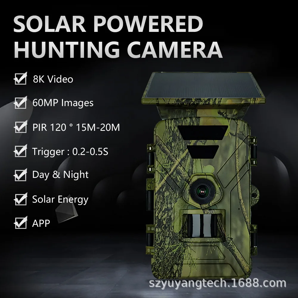 Cámara de Caza Solar 8K HD 60MP – Visión Nocturna, WiFi, APP - imagen 2