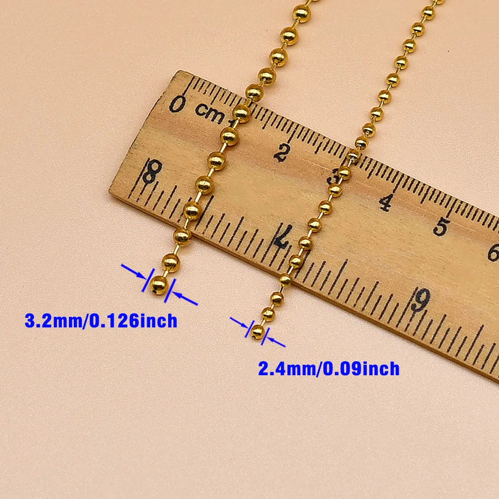 MNFT-Cadena de cuentas de Metal de 50cm/19,69 pulgadas, cadenas de Dumbell con ojos, Material de atado de moscas, 2,4/3,2mm, Color negro, dorado y plateado - imagen 5