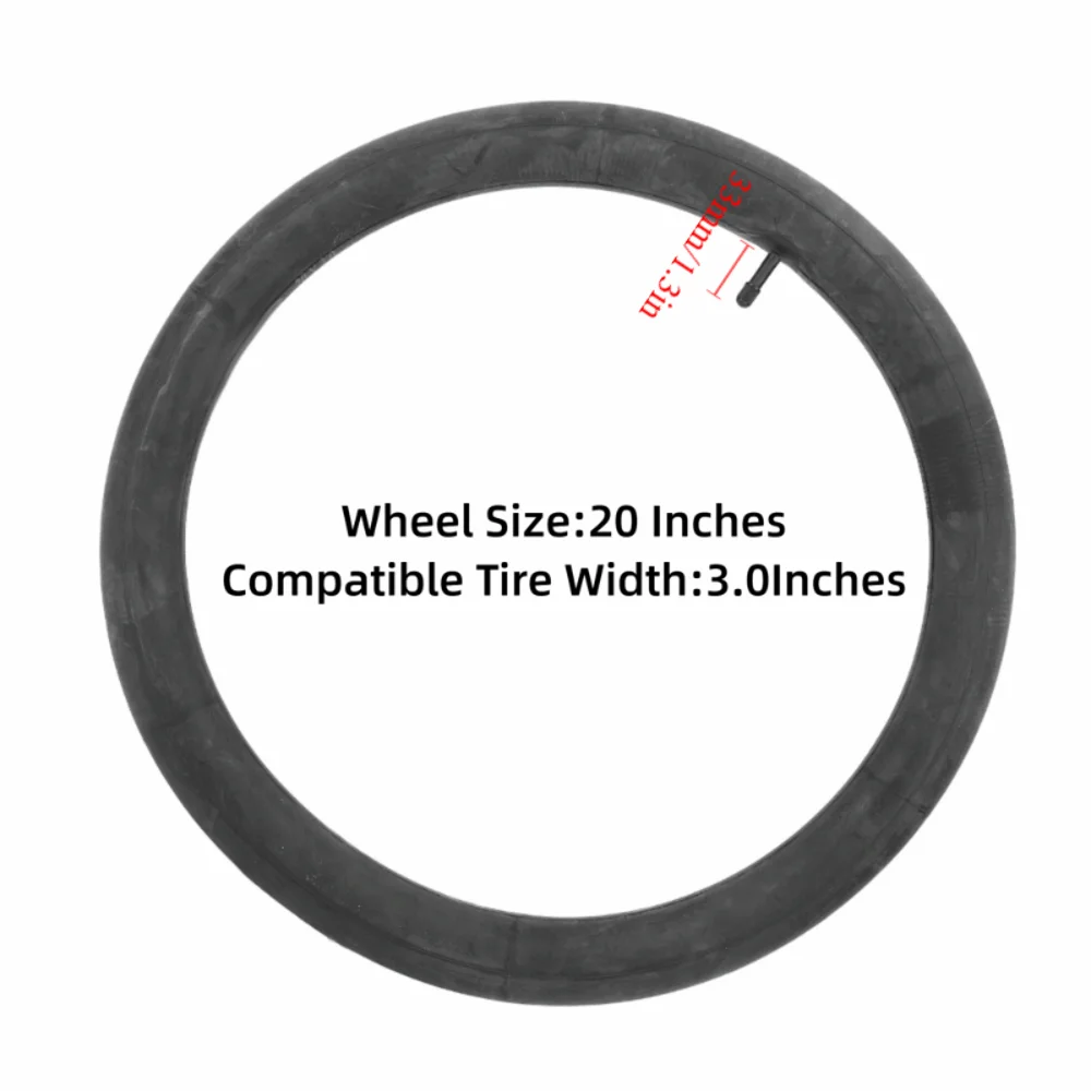 Paquete de 2 tubos de bicicleta gruesos de 20x3,0, válvula Schrader de 33mm para válvula Schrader, tubos de neumáticos gruesos, tubos de bicicleta gordos de goma butílica de alta resistencia - imagen 5