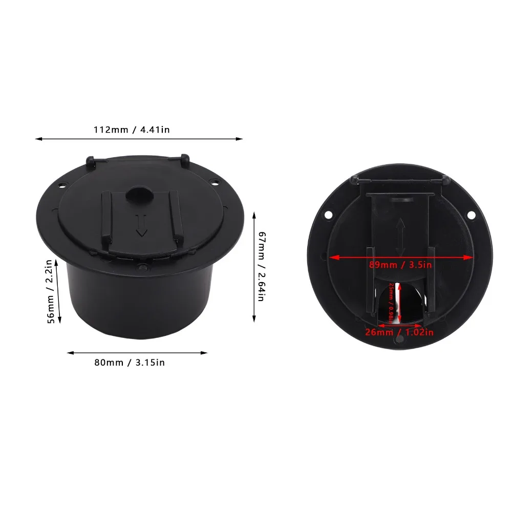 Juego de 2 cables de 50 amperios, escotillas para cables eléctricos RV con tornillos, cubierta para escotillas de cables redondas, escotillas para cables eléctricos negras, remolque - imagen 4