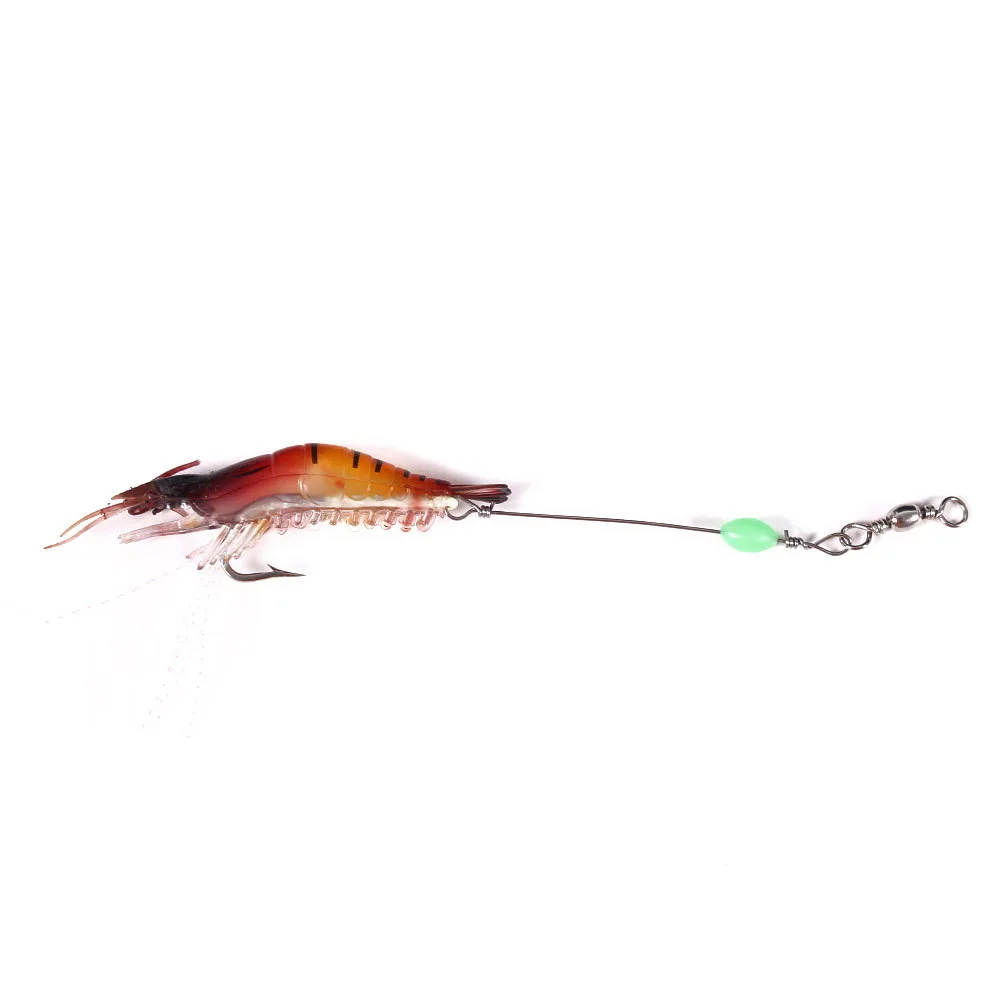 Señuelo de pesca suave, cebo Artificial con cuentas luminosas, gancho giratorio, cebo suave realista, señuelo de Camarón, carpa, 9cm, 6g - imagen 5
