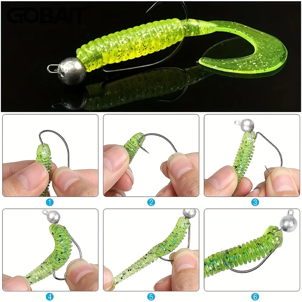 Ganchos de manivela con cabezal de plantilla de Metal redondo, pesas de 3,5/5/7/10g, anzuelo afilado para cebo de gusano suave, cabezales de Jigging de carpa con púas, 10 Uds. - imagen 5