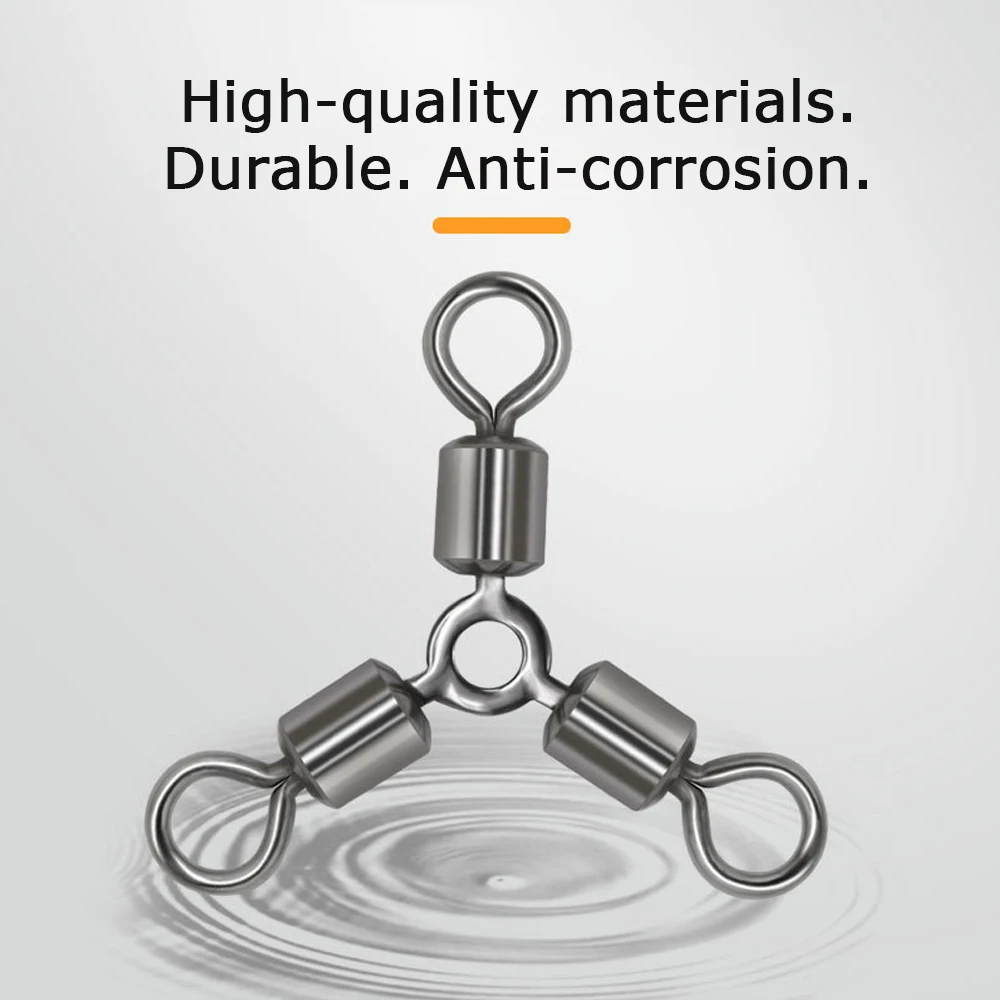 DNDYUJU conector giratorio de tres vías, anillo de latón, rodamiento de barril, anzuelo, accesorios de aparejos de enlace, 10X-30X - imagen 3