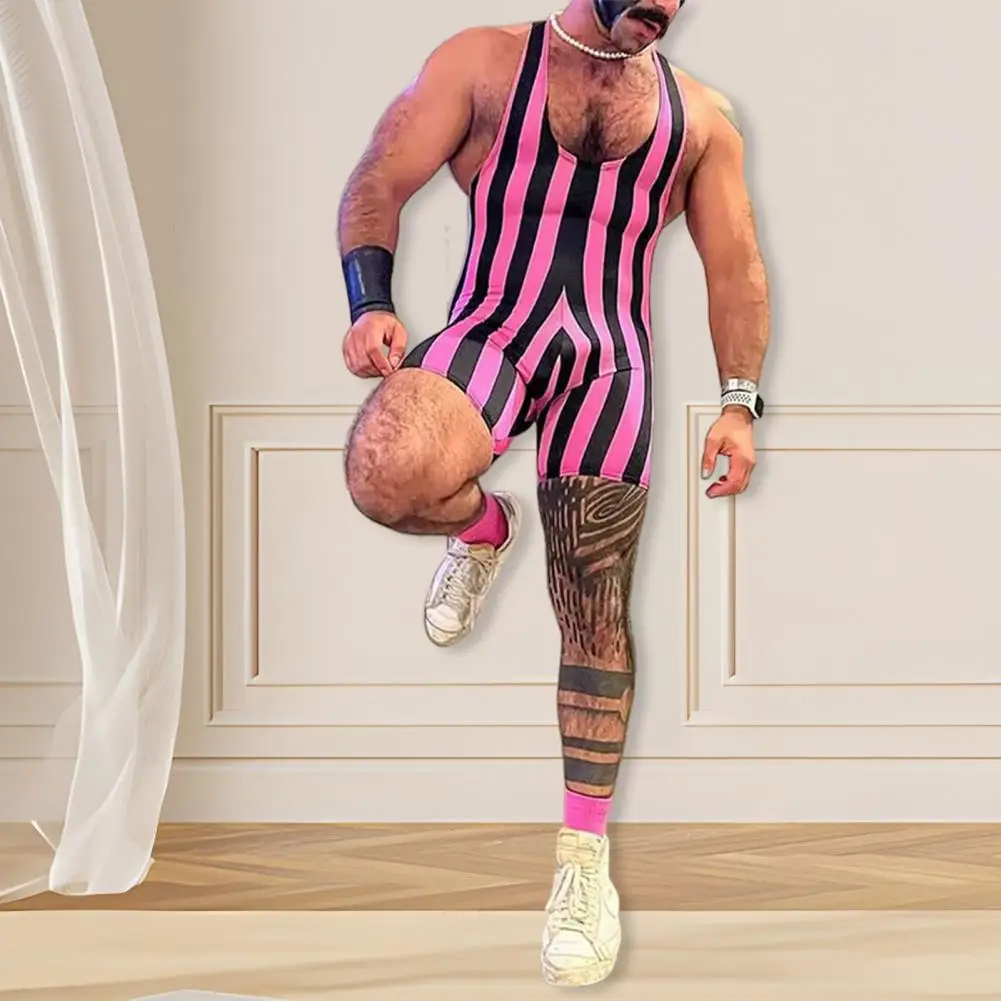 Body deportivo para hombre, mono sin mangas a rayas, gimnasio, deportes atléticos, ropa moldeadora para hombre, peleles, ropa interior para hombre, pantalones cortos - imagen 2