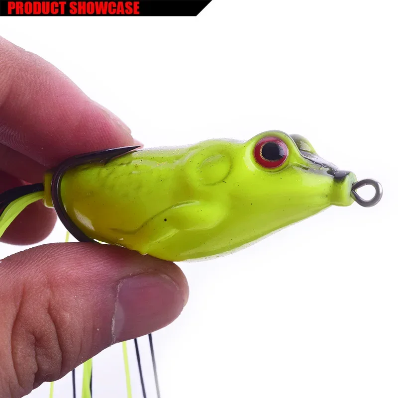 1 unidad de 6cm, 12,5g, forma de rana de rayos de agua superiores, manivela de pececillo Wobbler para pesca con mosca de lubina, cebo de tubo suave, señuelos de plástico japoneses