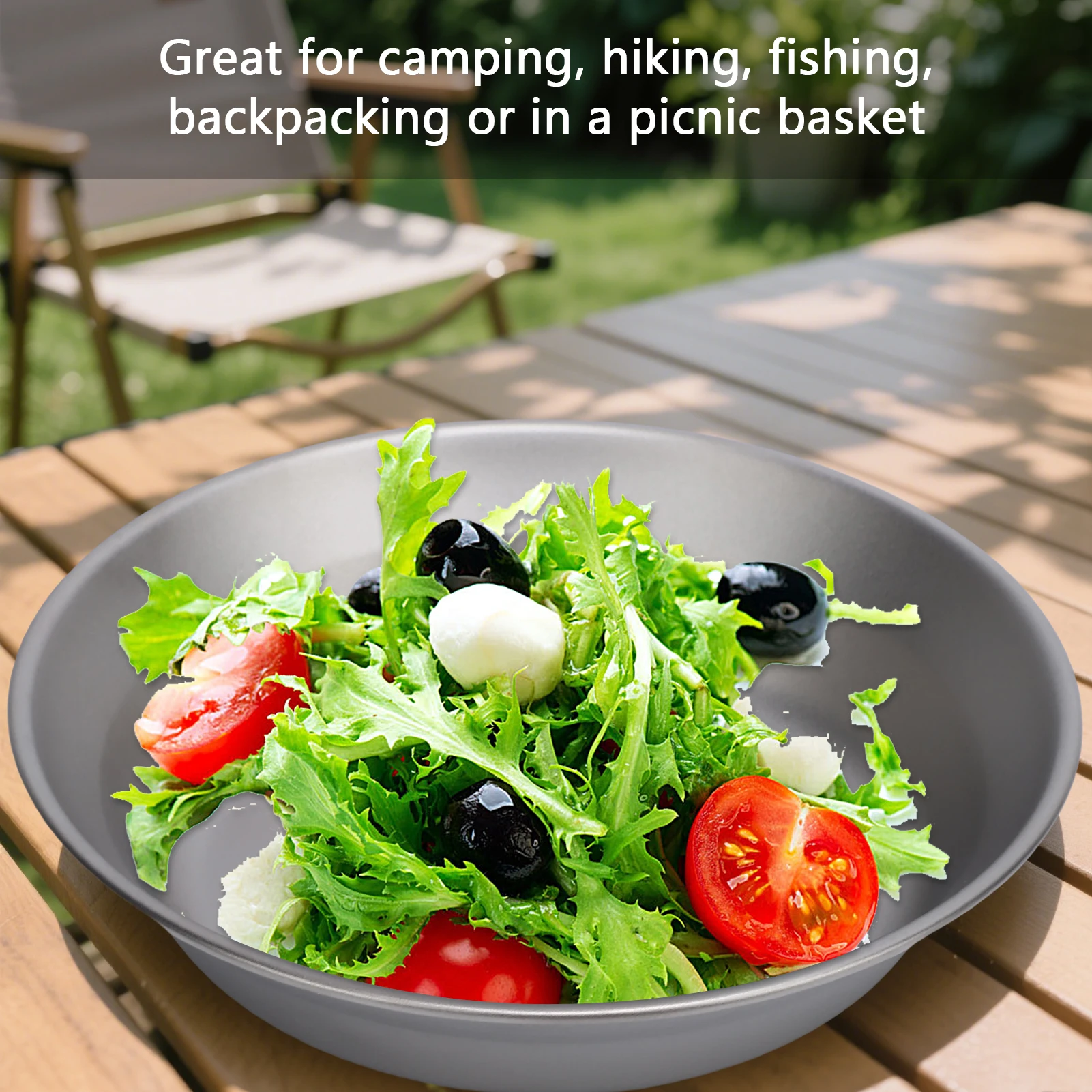 Plato Ti para exteriores, plato de Camping Ti puro de 500ml, plato Ti ligero, utensilios de cocina, plato para mochilero al aire libre para acampar, senderismo, cocina - imagen 5