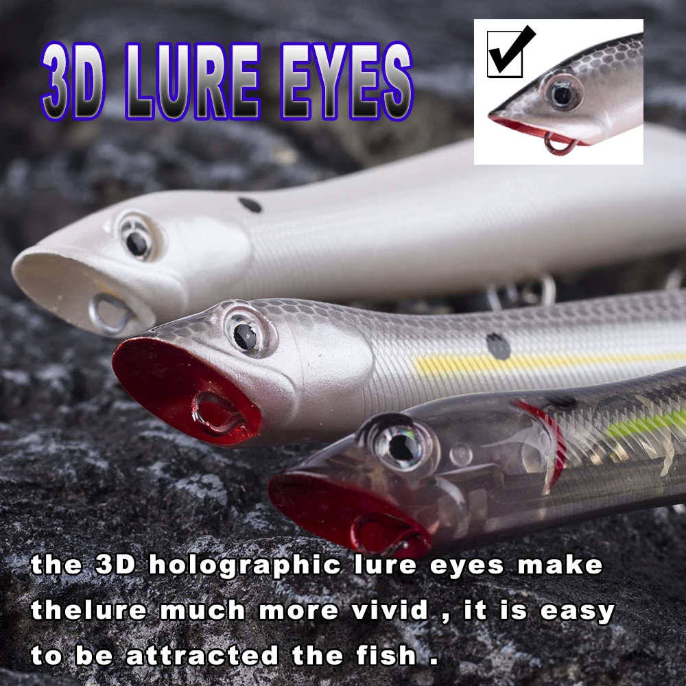 CCLTBA-cebos Popper Topwater con cabeza de serpiente de tamaño pequeño, 8cm, 6,2g, Señuelos de pesca artificiales duros, para caminar, perros, wobblers, aparejos de cebo flotante - imagen 4