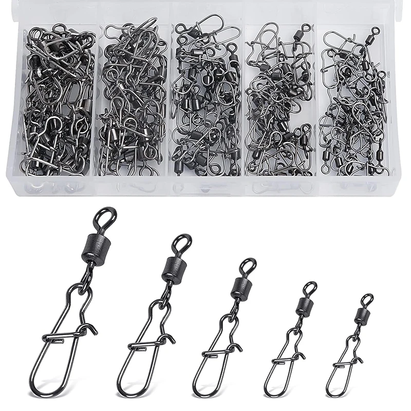 Broches giratorios Duo-Lock acero inoxidable con rodamiento para pesca