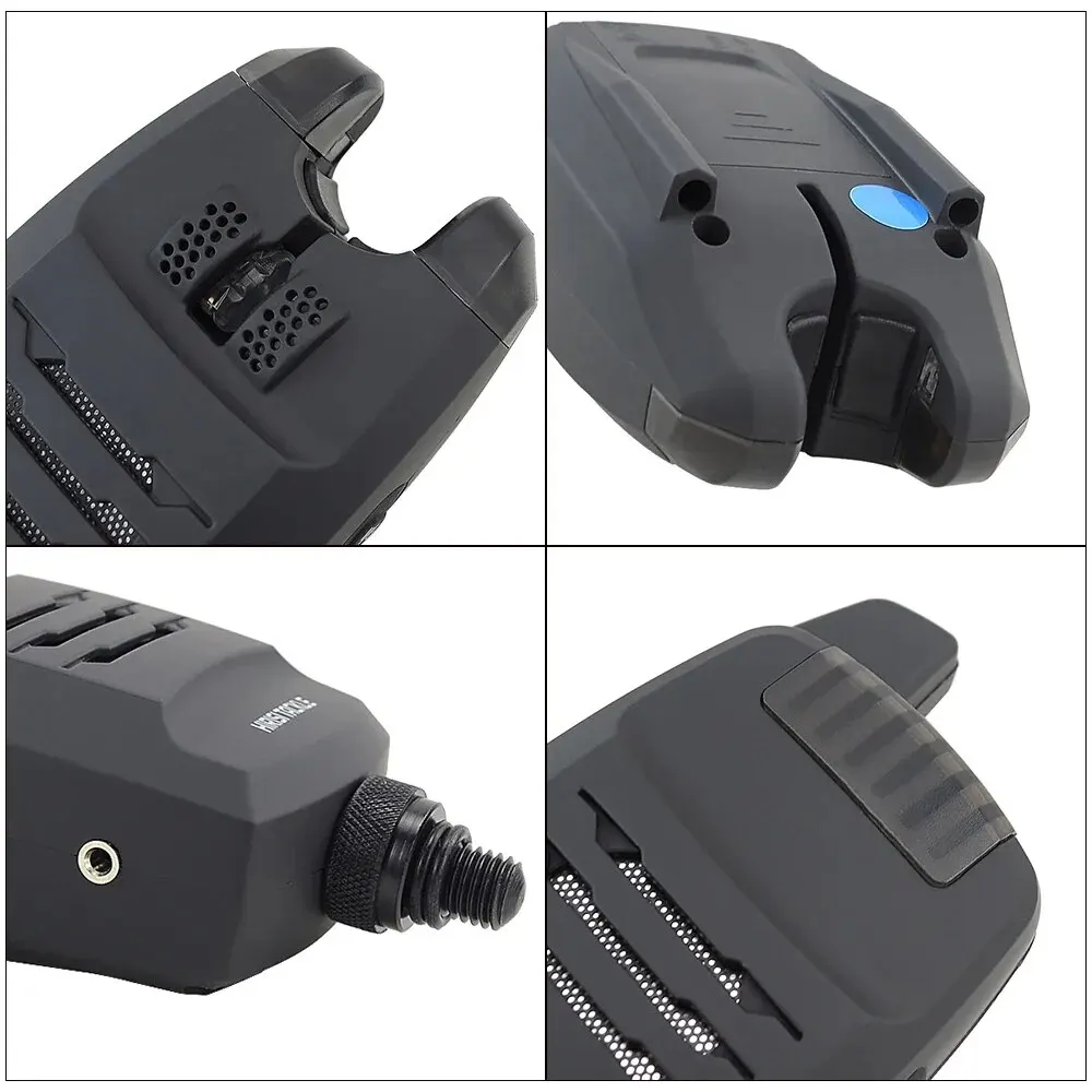 Hirisi 1 + 4 conjunto de alarma de pesca de carpa sonidos y LED alarma Indicador de picadura de pesca inalámbrico electrónico con barra de oreja de enganche B1228 - imagen 3