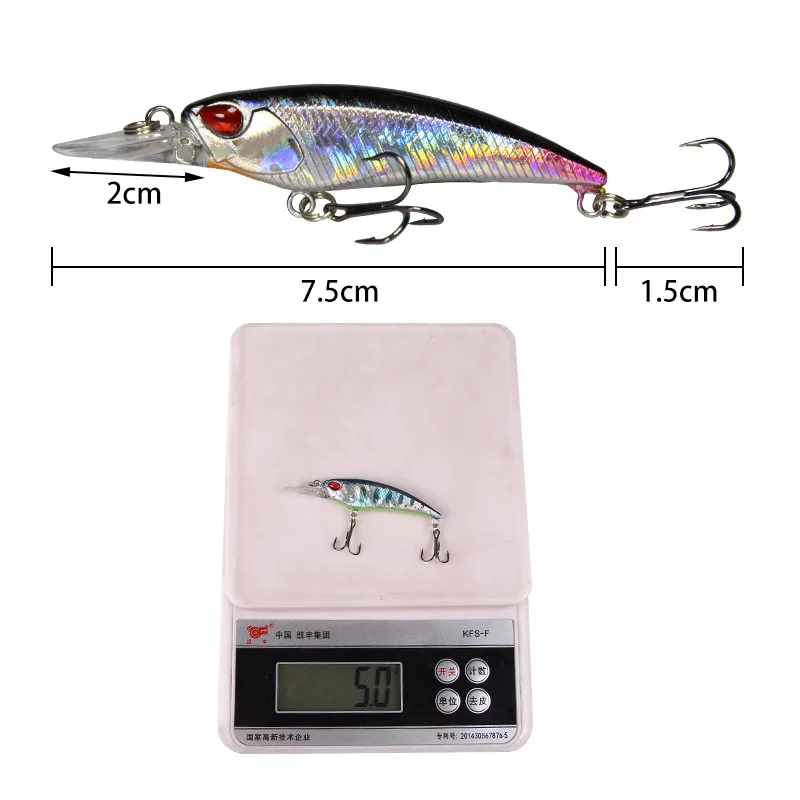 Cebo flotante Minnow 7,5 cm 5g, aparejos de pesca de mar Jerkbait Bass Pike Carkbait Wobblers Swimbait cebo profesional - imagen 5