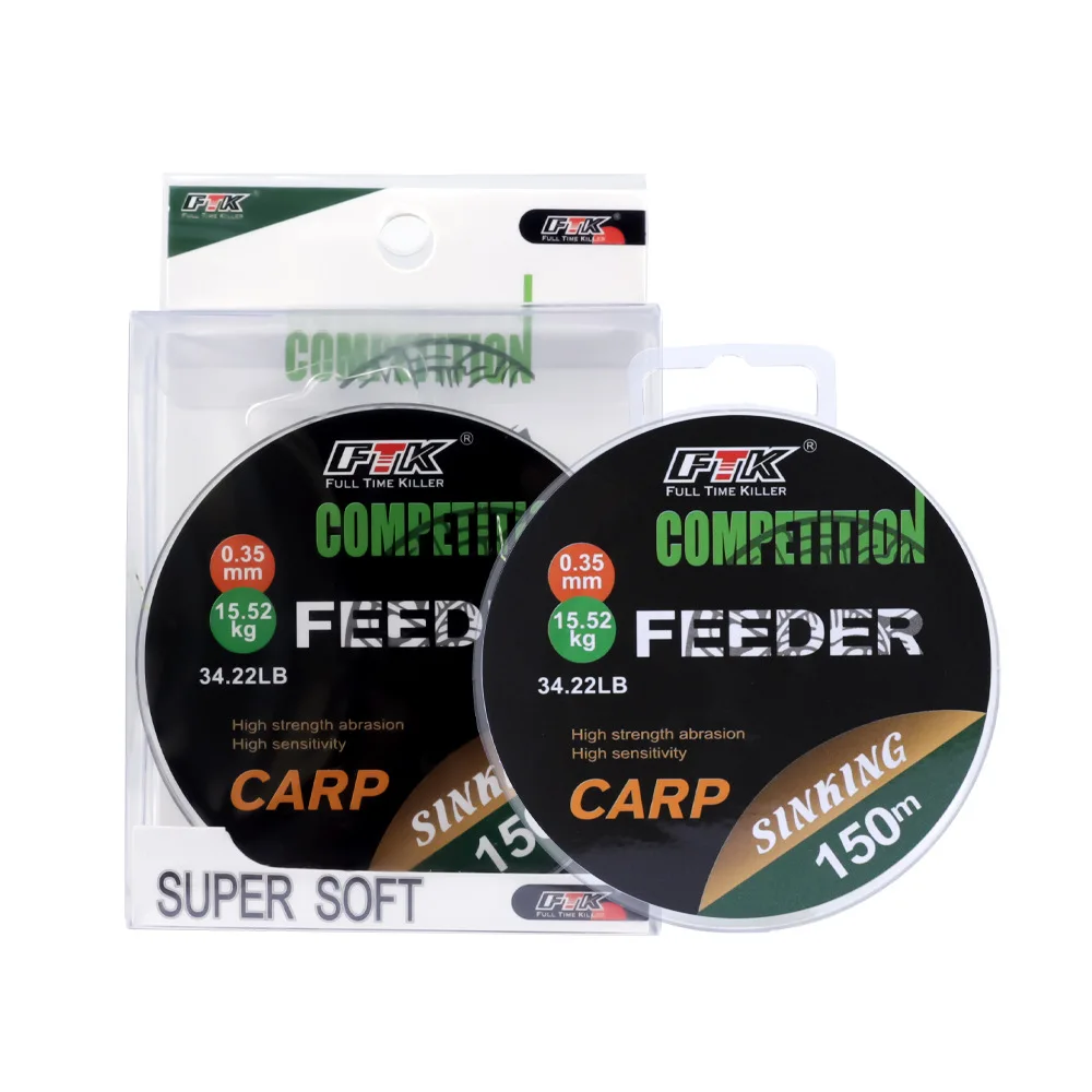 FTK 150M 300M hilo de pescar de nailon súper fuerte 0,14 MM-0,50 MM monofilamento con revestimiento de fluorocarbono línea de pesca de carpa 15.35LB-44.75LB