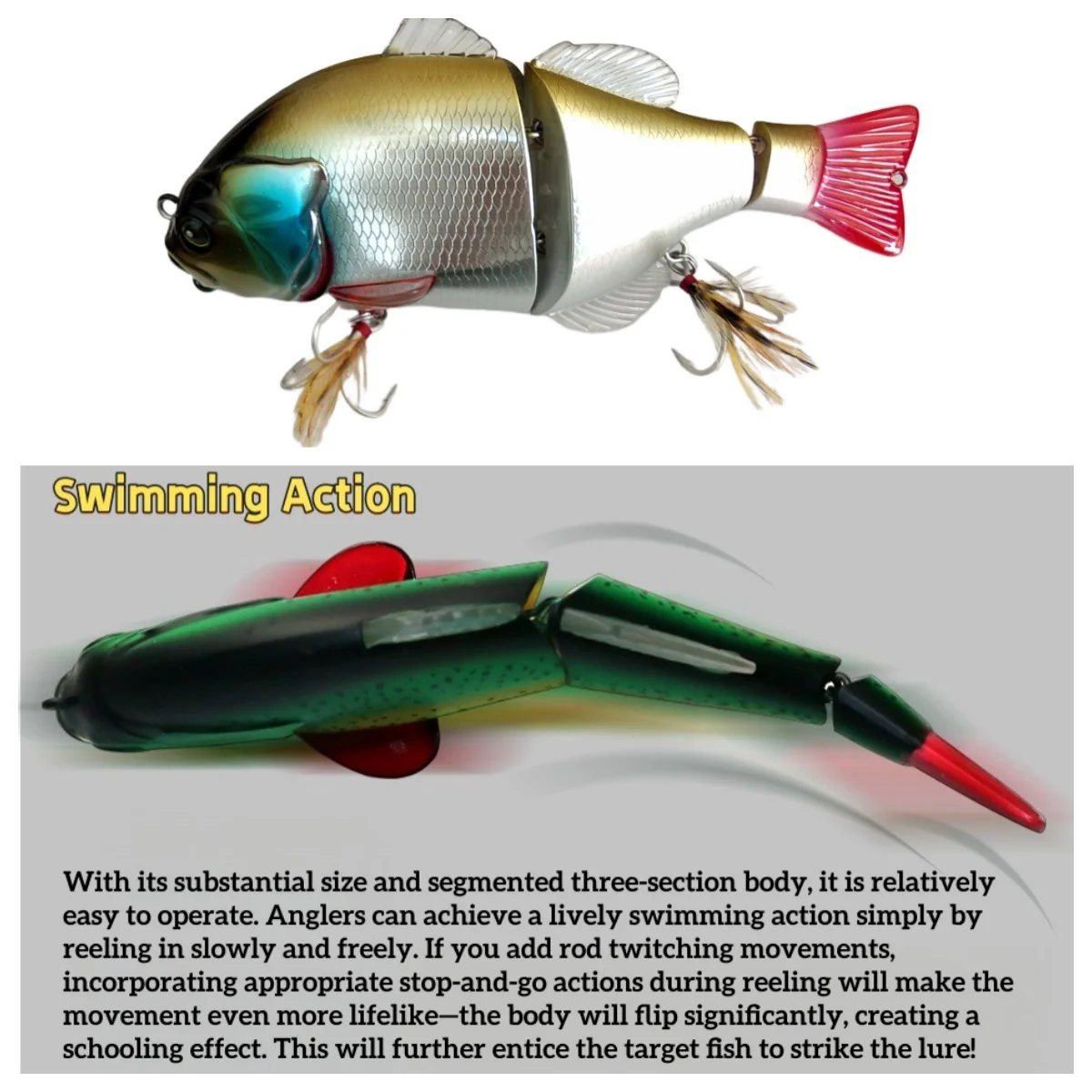 Swolfy Swimbaits 16cm 70g señuelo de pesca cebo de natación articulado cebo gigante flotante lento para cebo grande bajo atún GT - imagen 3