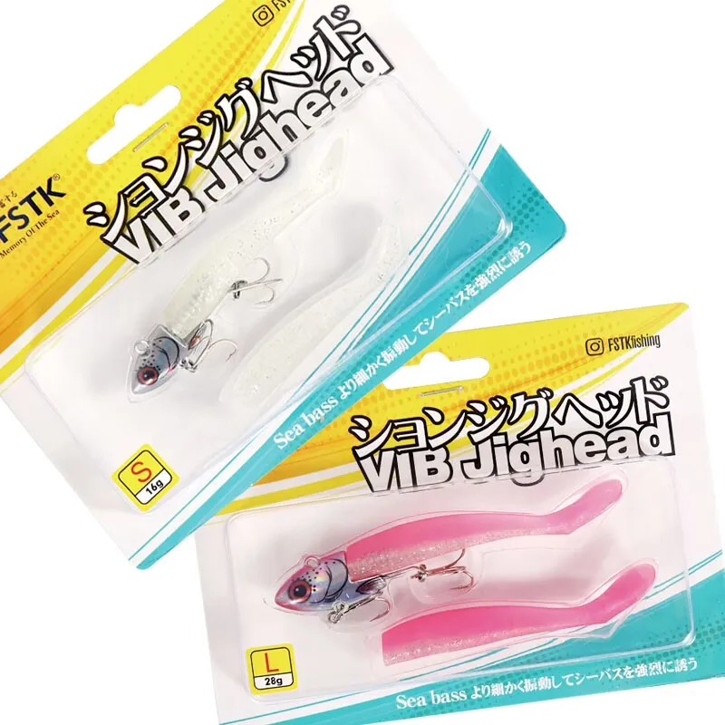 FSTK-señuelo suave con vibración, anzuelos con cabeza de anzuelo, cebo Artificial de 16g22g28g para perca, Lucio, pesca de lubina, cebo de silicona de mar para pesca - imagen 4