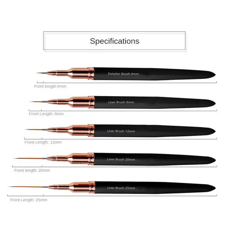 Pincel de Arte de uñas, herramientas de manicura, líneas, rayas, pintura de flores, dibujo, delineador fino, negro, 3D, accesorios para uñas - imagen 4