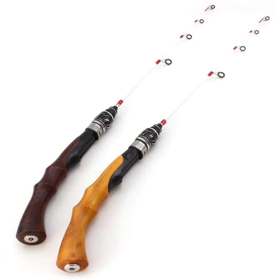 Caña de pescar con mango de madera para invierno, 2 secciones de longitud, 63cm, juego de caña giratoria, aparejos de pesca cortos, novedad - imagen 5