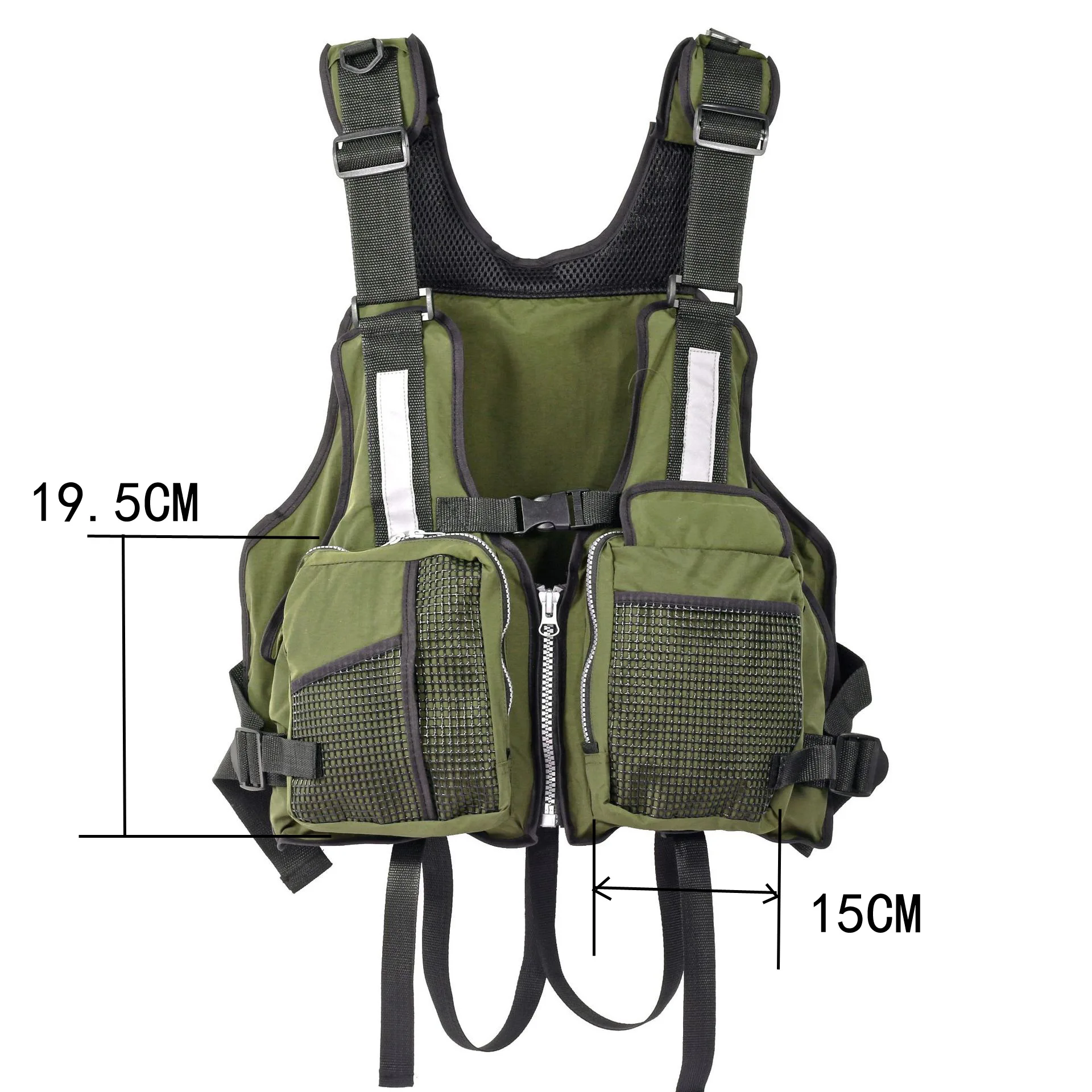 Chaleco salvavidas de pesca con correa de fijación, chaleco ajustable con silbato, malla transpirable, múltiples bolsillos, traje de flotabilidad para exteriores - imagen 4