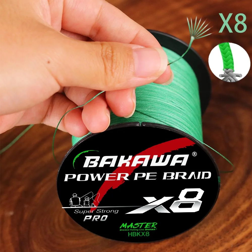 Línea de pesca BAKAWA, 8 hebras trenzadas de PE, 300m, 500m, línea multifilamento suave japonesa, alambre de pesca de carpa fuerte, tejido 8X 22-90LB - imagen 3