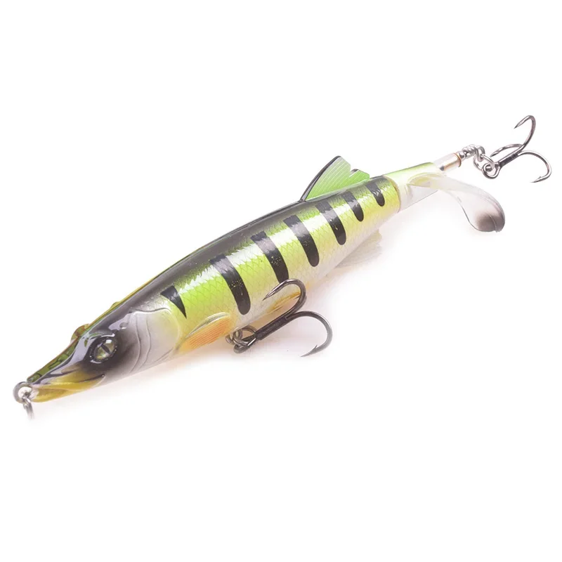 Señuelo de pesca Whopper, 13cm, 16g, cebo duro Topwater con cola suave giratoria, cebos artificiales, aparejos de pesca de lubina, 1 ud. - imagen 3